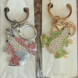 Set of 12 Sparkling Frog Keychain Set in Gold and Silver Tones. NWT.